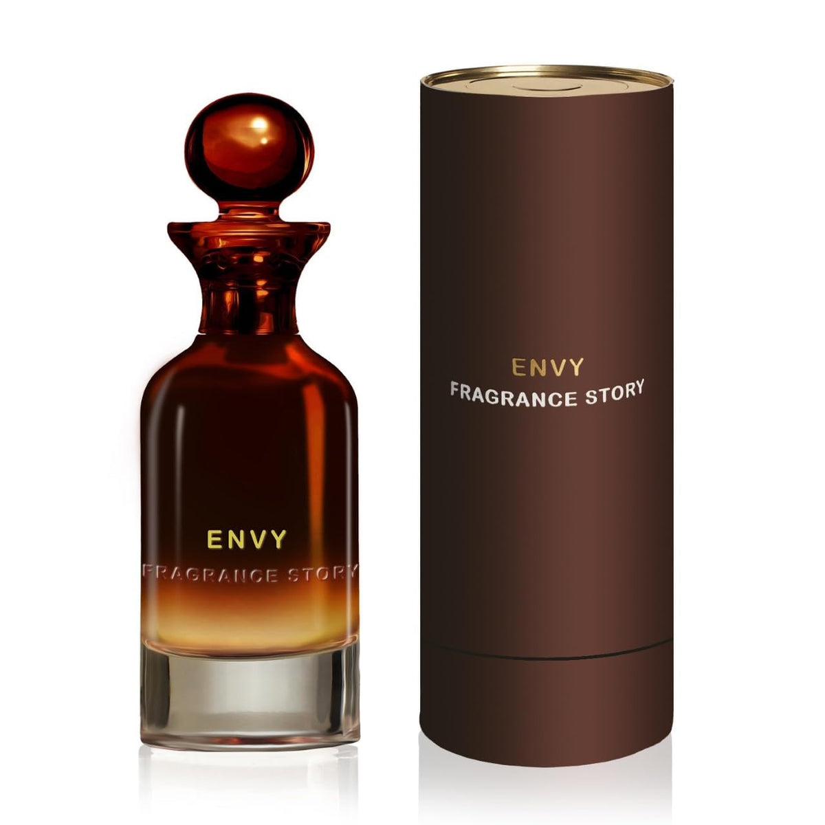 Fragrance Story ENVY bottle with grapefruit notes, long-lasting masculine scent for daily wear