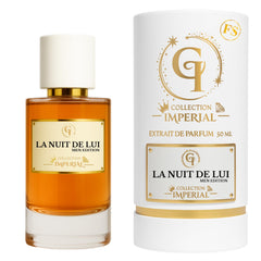 FRAGRANCES BY SASSO La Nuit De Lui extract bottle closeup for lasting, refined daytime wear.