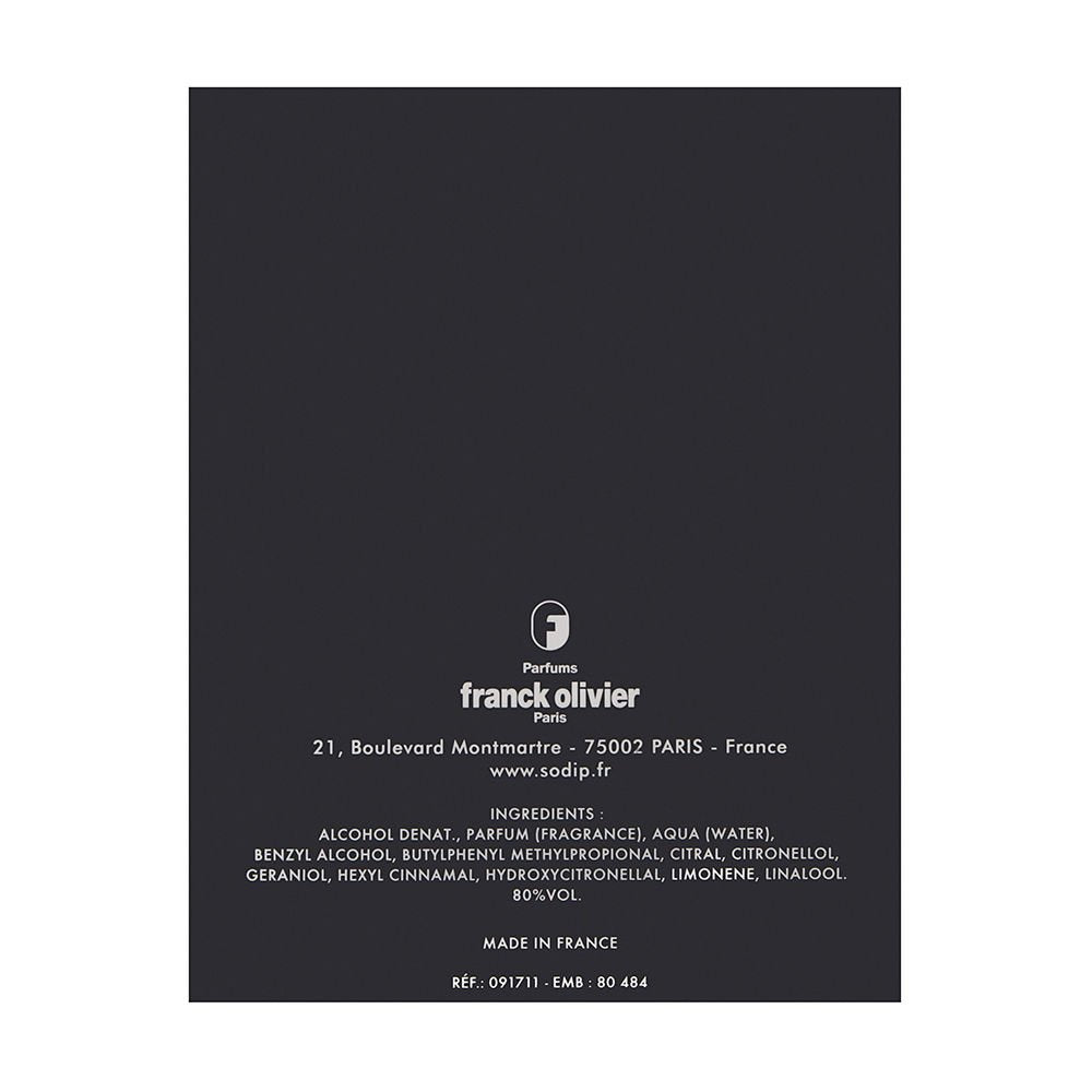 Franck Olivier Black Touch atomizer close-up, elegant evening-ready scent