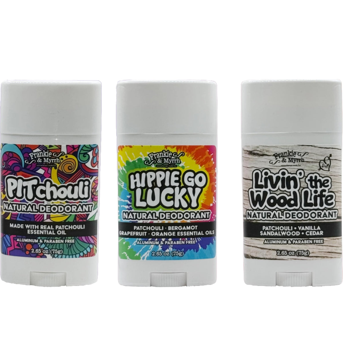 Frankie & Myrrh Hippie Go Lucky deodorant stick for daily freshness.
