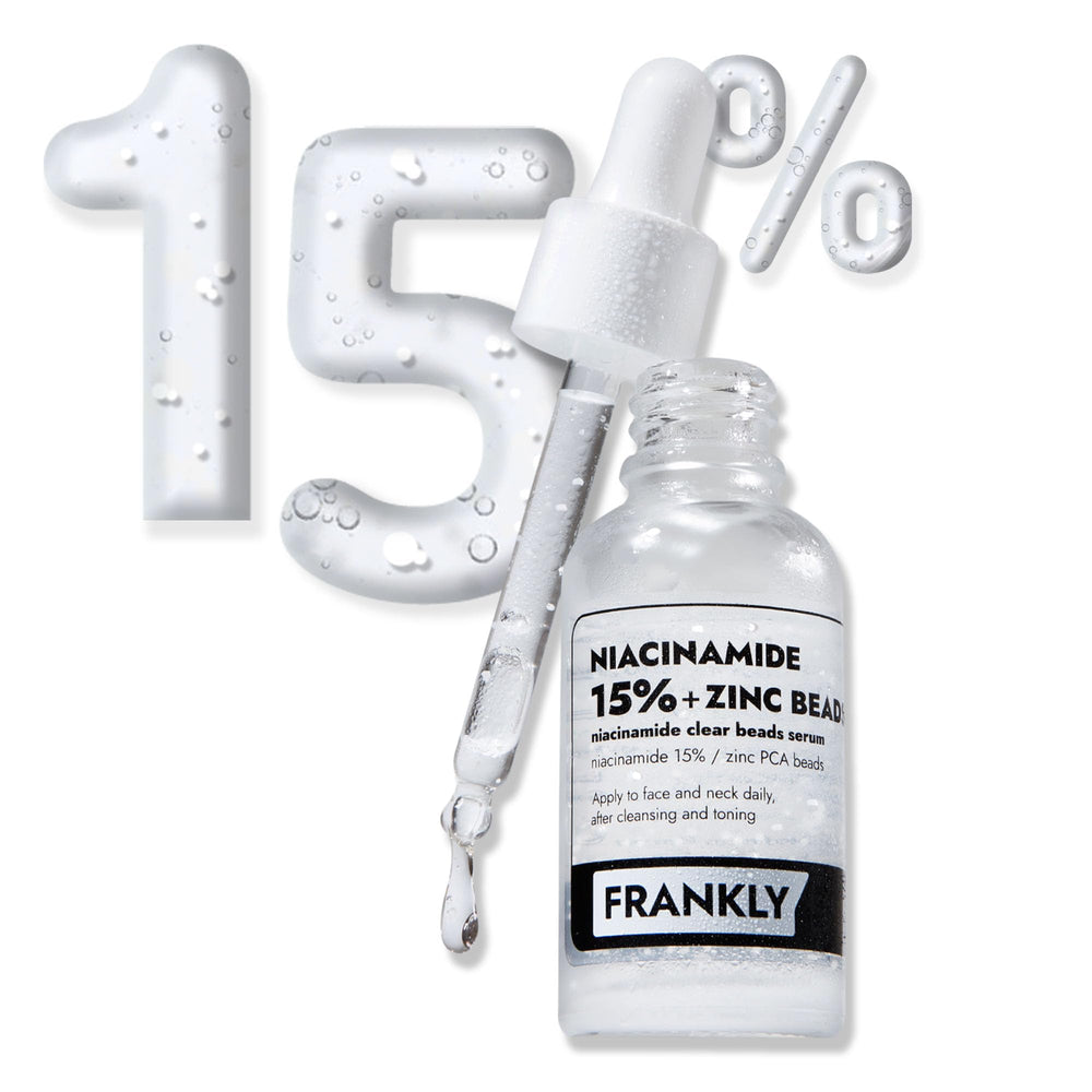 FRANKLY Niacinamide 15% delivery beads closeup for fresh dose on skin