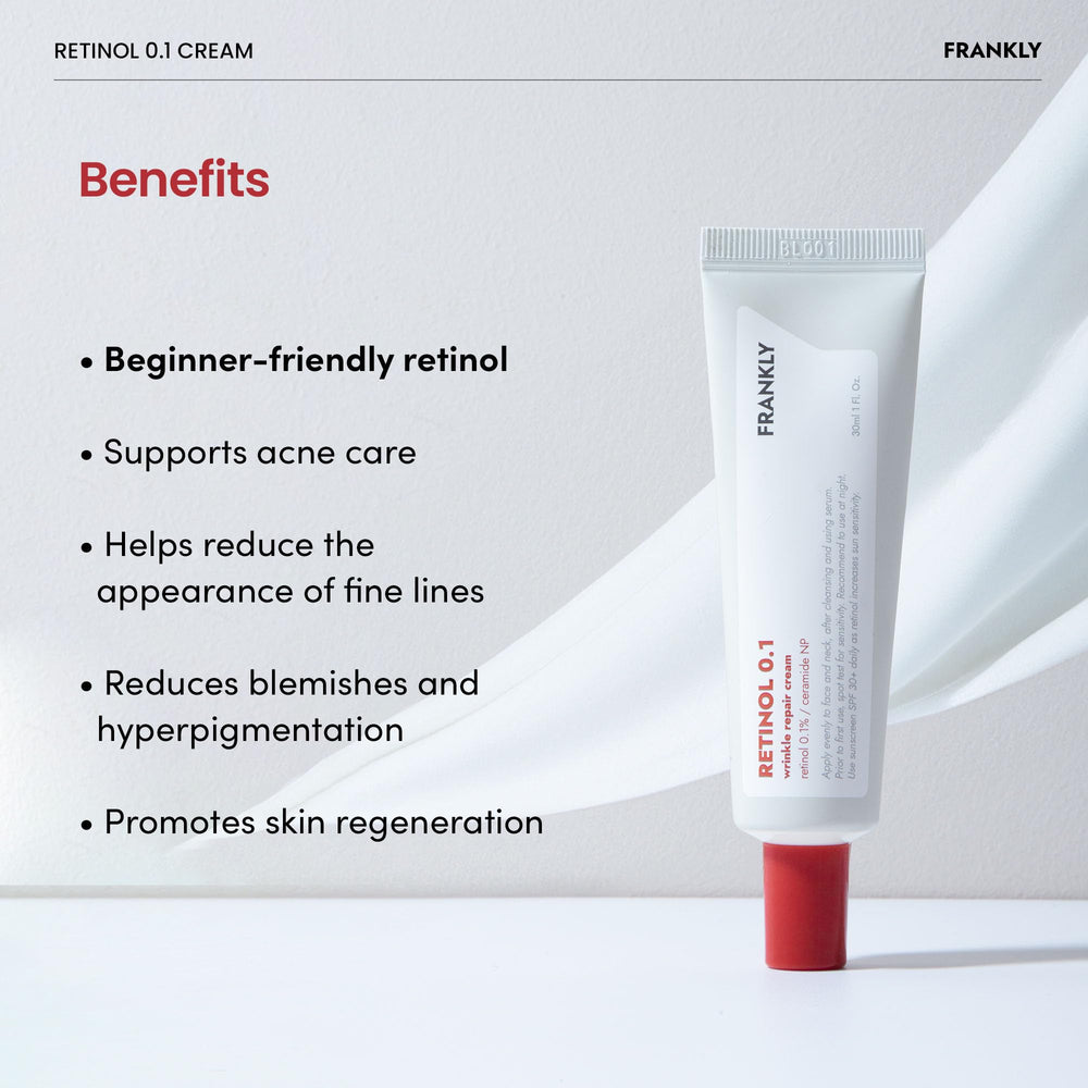 FRANKLY retinol anti-aging formula helps smooth texture over time.