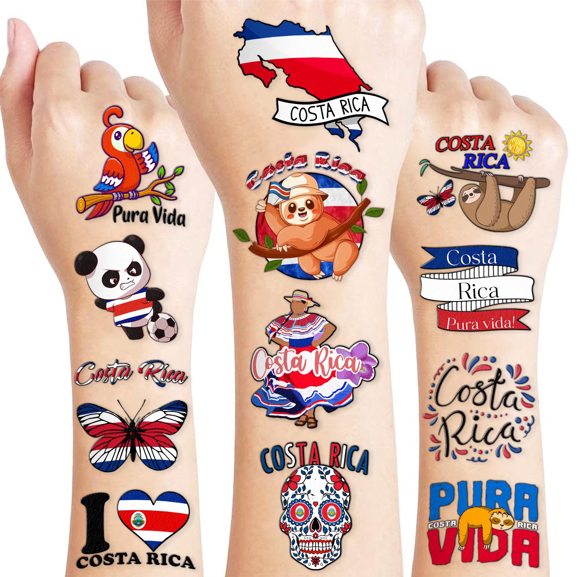 frawharmone Costa Rica Pura Vida tattoos collection for kids party fun