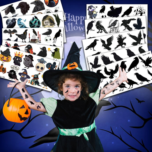 Frawharmone crow tattoo sheet 02, perfect for party decorations and favor crafts.