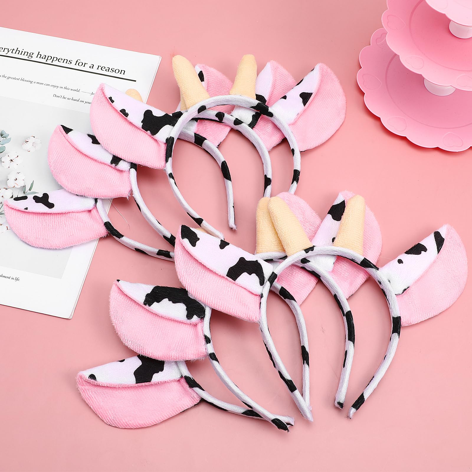 FRCOLOR animal headband cow close-up highlighting plush texture and soft fit.