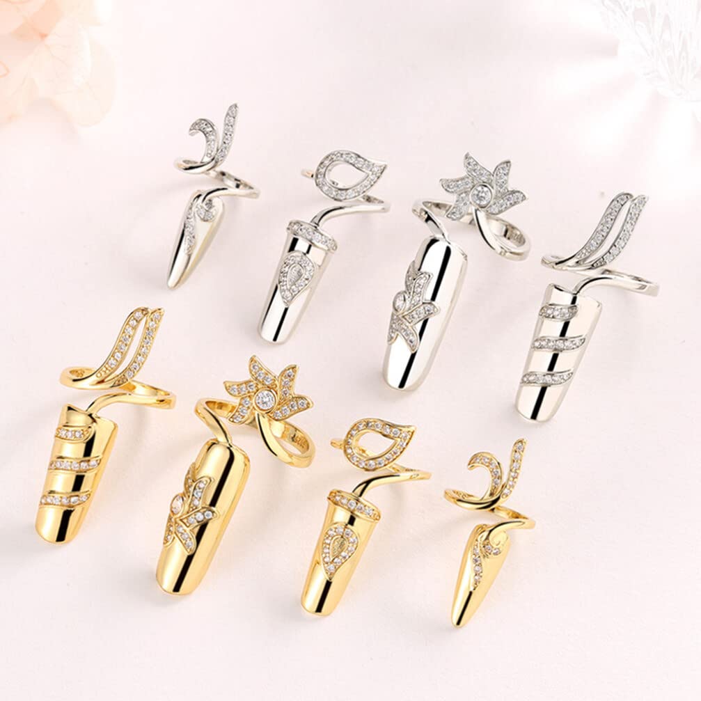 Close-up of rhinestones sparkling on FRCOLOR nail jewelry