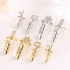 Close-up of rhinestones sparkling on FRCOLOR nail jewelry