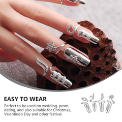 FRCOLOR opening finger rings with rhinestones for vintage style