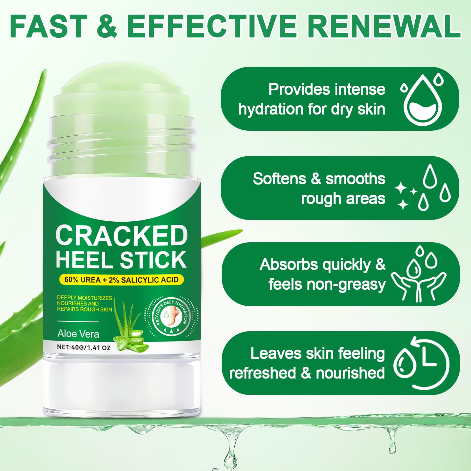 FRDUGA heel-stick application on dry skin softens rough areas