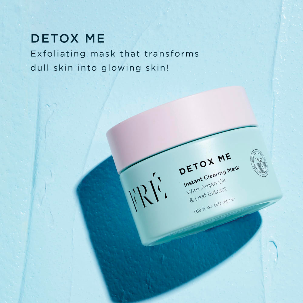 FRÉ Exfoliating Acne Face Mask closeup ingredients show kaolin clay and Dead Sea minerals
