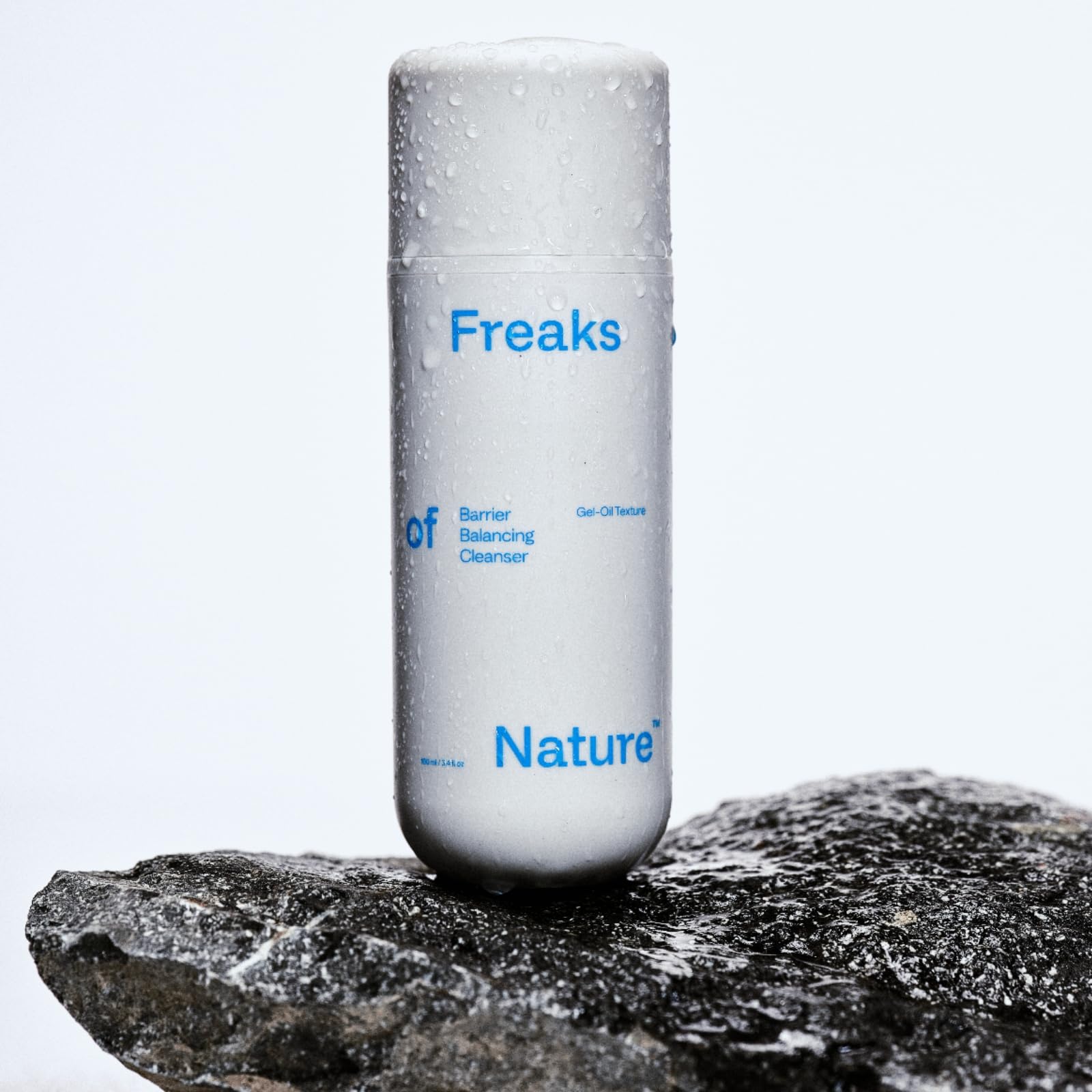 Freaks of Nature Barrier Balancing Cleanser fragrance-free label highlighting dermatologist-tested.
