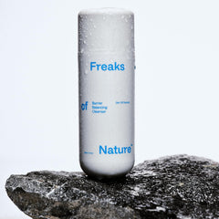 Freaks of Nature Barrier Balancing Cleanser fragrance-free label highlighting dermatologist-tested.