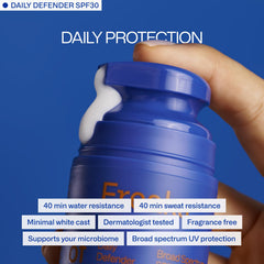 Freaks of Nature Daily Defender SPF 30 tube offers daily UV protection in a lightweight formula.