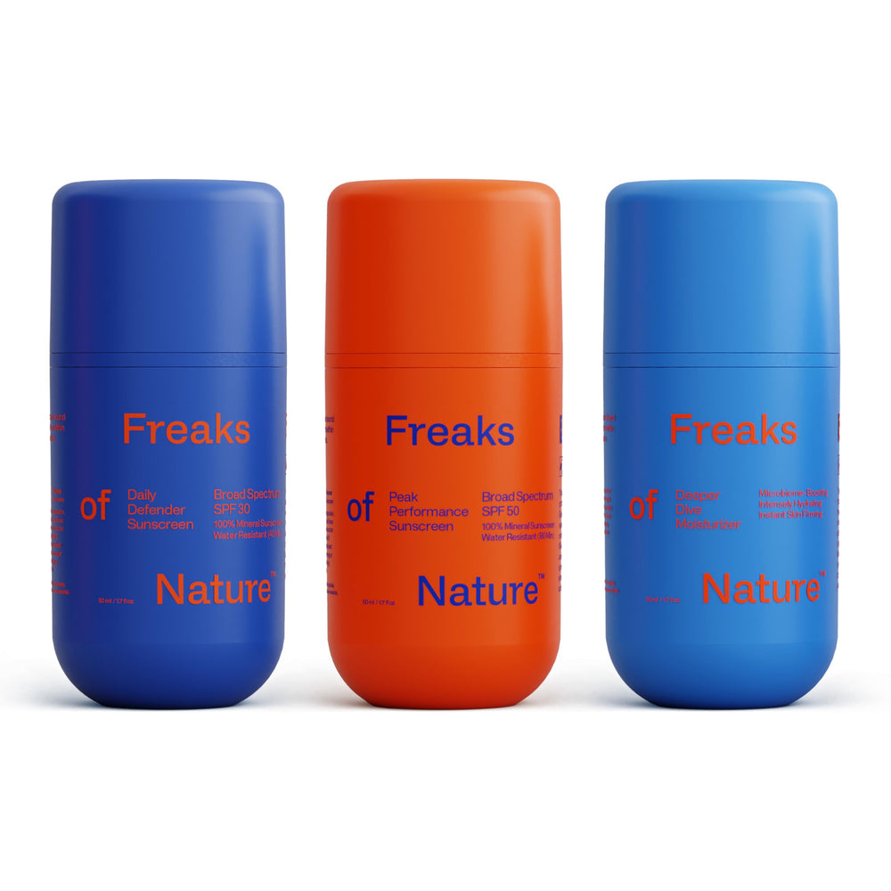 Freaks of Nature Deeper Dive Moisturizer bottle provides rich hydration for radiant skin.
