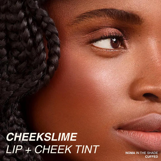 Freck Beauty Cheekslime swirl on the cheek demonstrates buildable pigment and a natural flush.