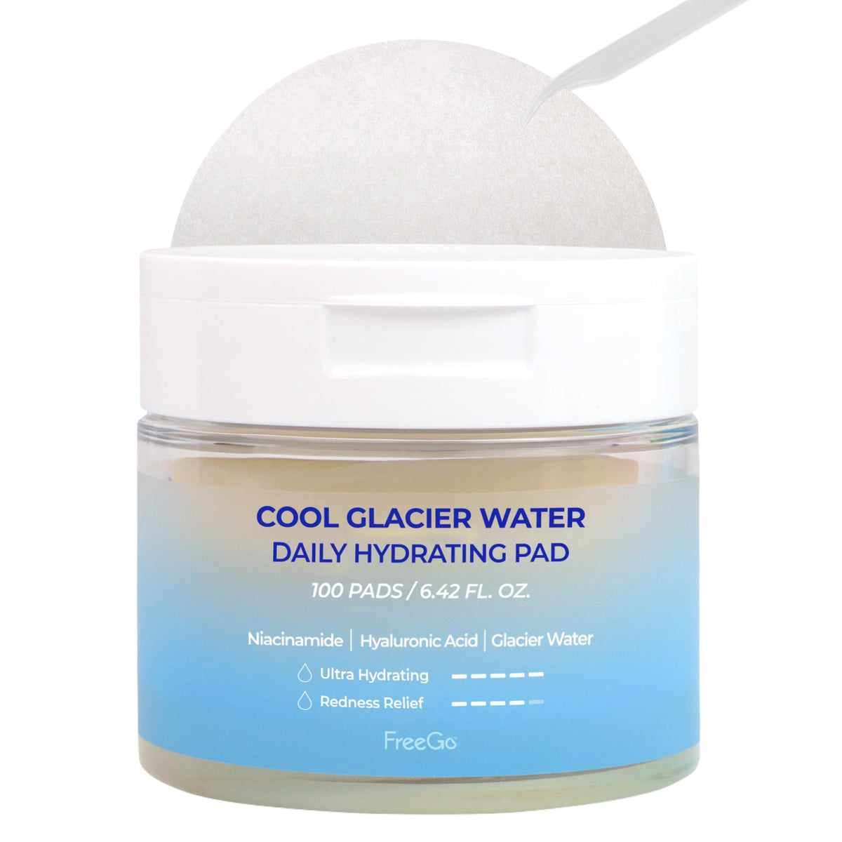 FreeGo Cool Glacier Water Pad pack delivers refreshing hydration for puffy, dehydrated skin.