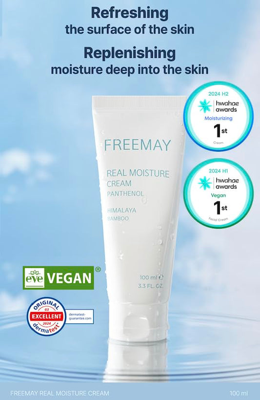 The freemay Real Moisture Cream Set travel-size tube enables on-the-go moisture.