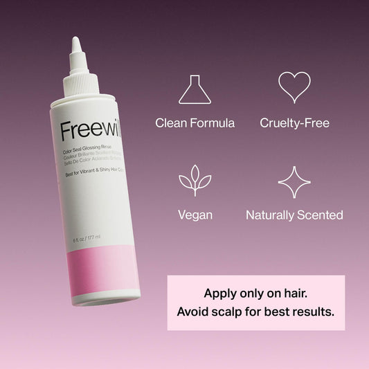 Freewill Color Seal Glossing Rinse application demonstrates easy glaze for frizz control