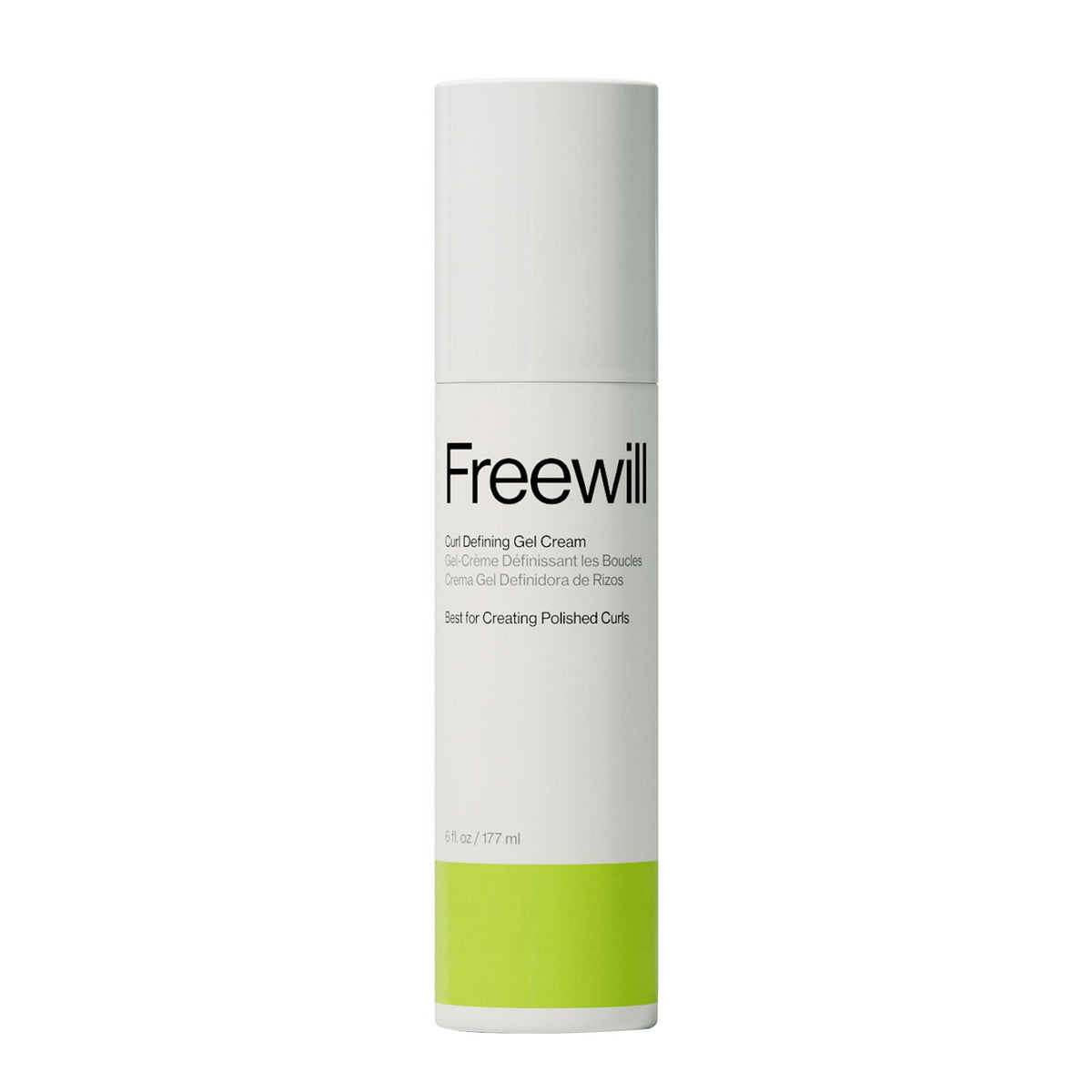 Freewill Curl Defining Gel Cream bottle shows invisible hold for defined, frizz-free curls.