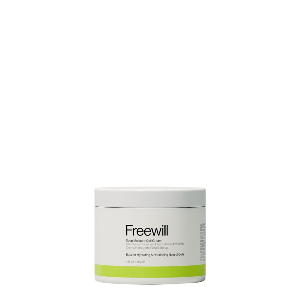 Freewill Deep Moisture Coil Cream bottle front for defined, frizz-free curls.