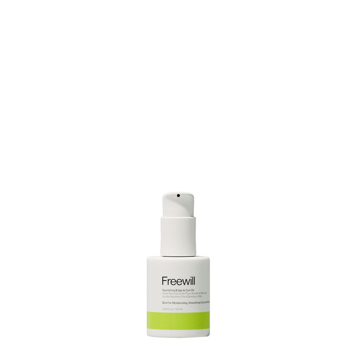 Freewill Nourishing Edge and Curl Oil bottle providing lightweight hydration for curls