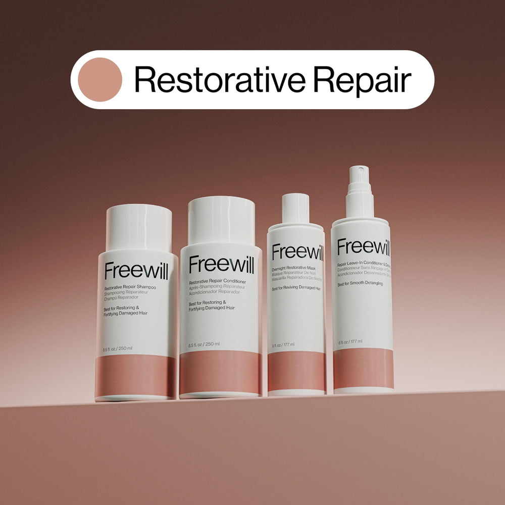 Freewill Restorative Repair Conditioner before after look suggests improved hair health.