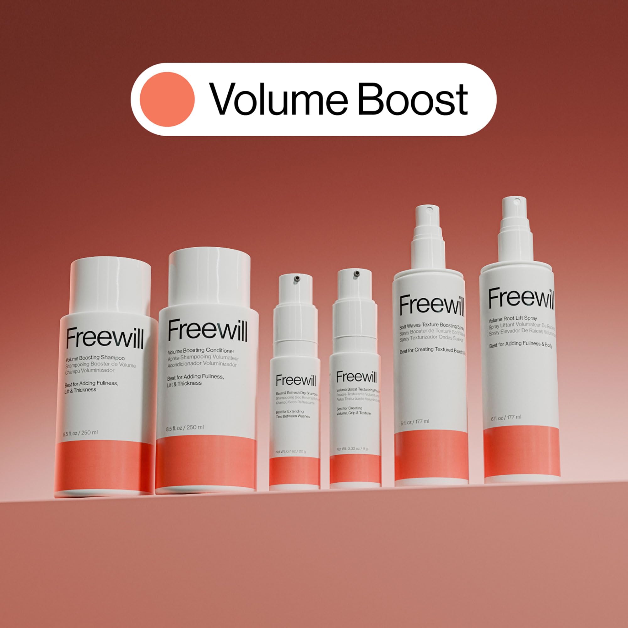 Freewill Volume Boosting Conditioner full view on shelf encourages daily use