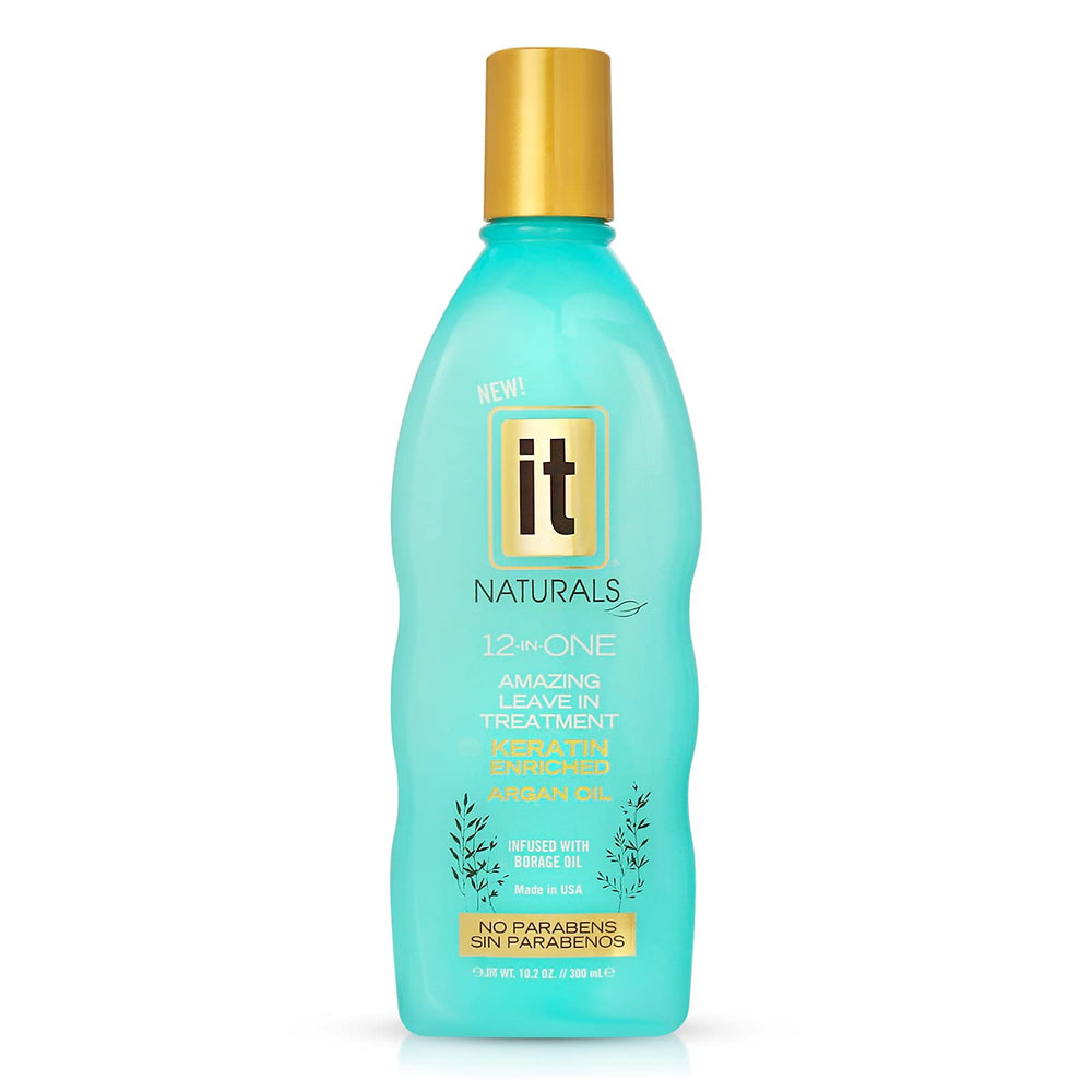 Freeze It 12-in-One Leave-In bottle with keratin and argan oil for smoother, frizz-controlled hair.