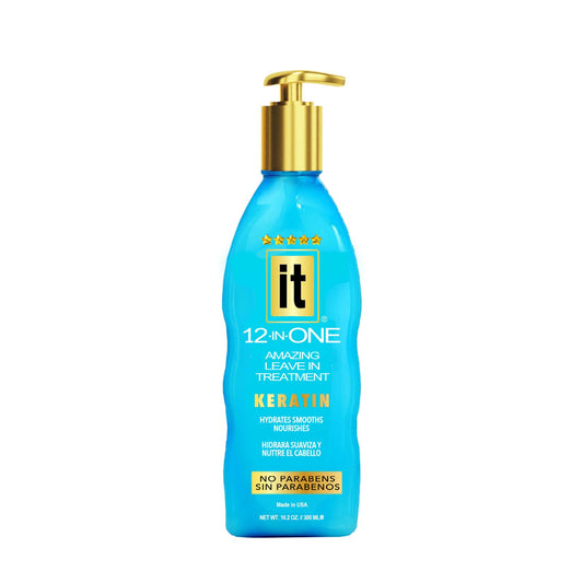 Freeze It IT 12-in-One Leave-in bottle pour offering frizz control and sleek shine