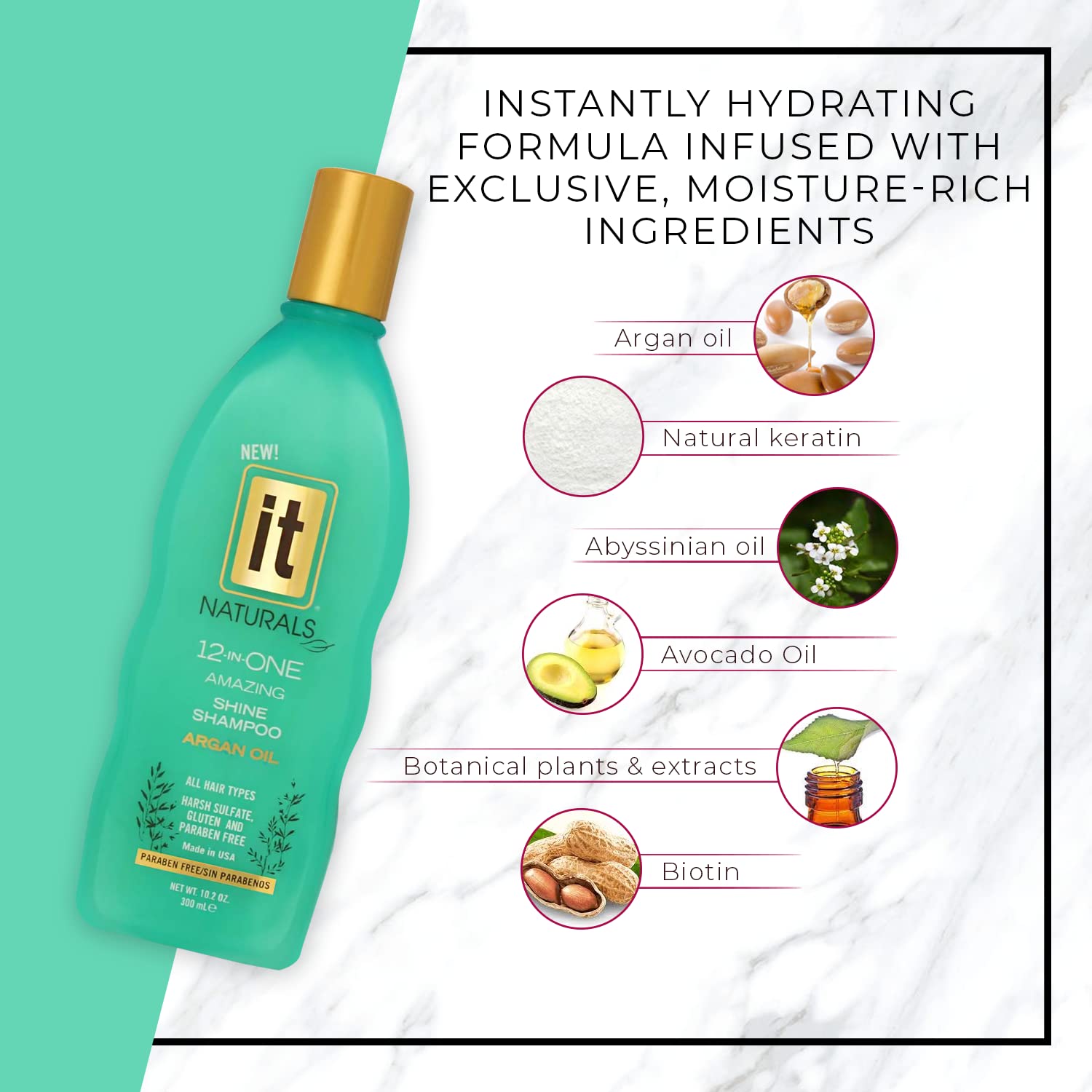 Freeze It IT Naturals Argan Oil Shampoo wet-hair application highlights quick hydration and detangling.