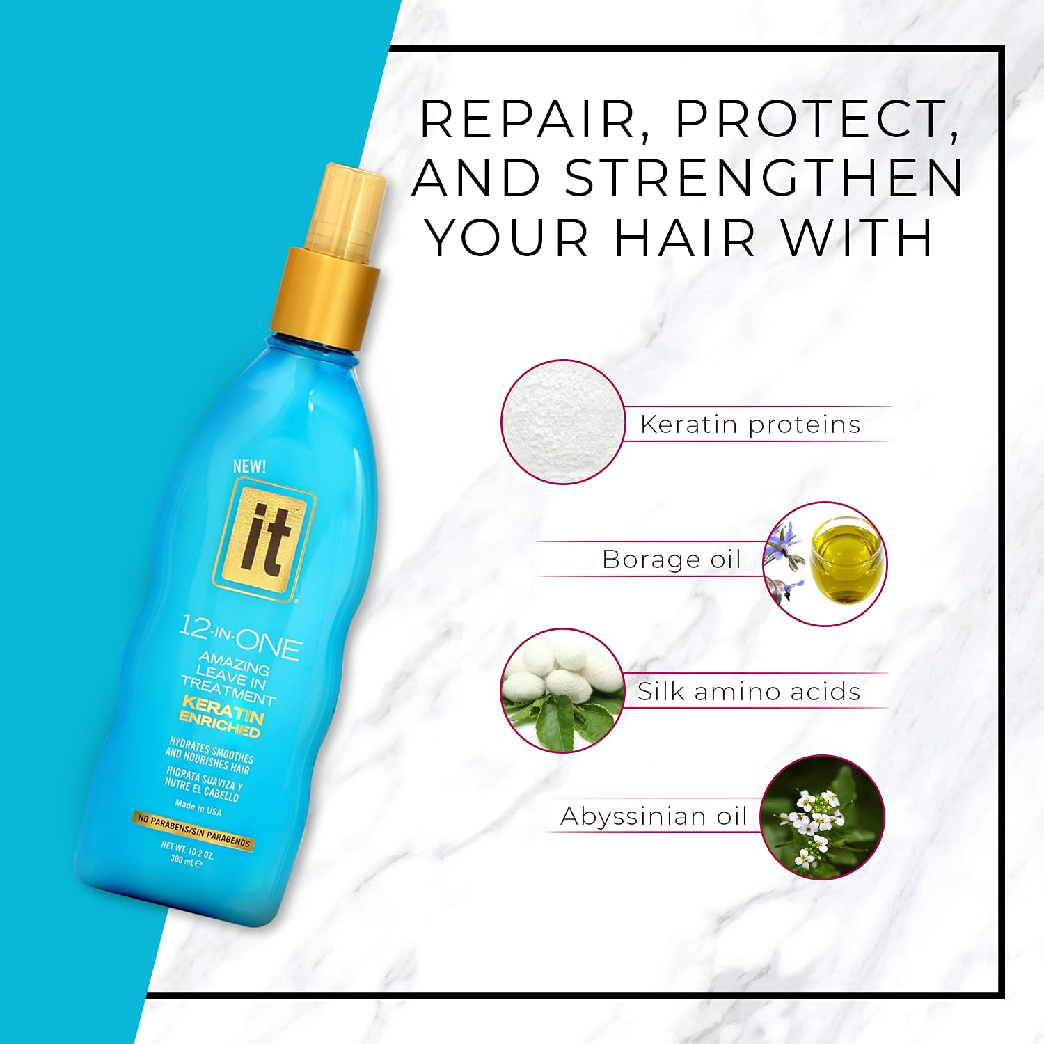 Freeze It smoothing hair treatment applied for frizz control and shine.