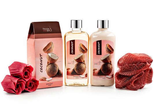 Freida and Joe Coconut Spa Gift Basket body lotion for deep moisture