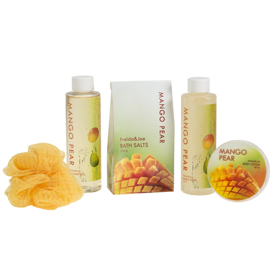 Freida and Joe mango pear shower gel bottle for refreshing cleansing
