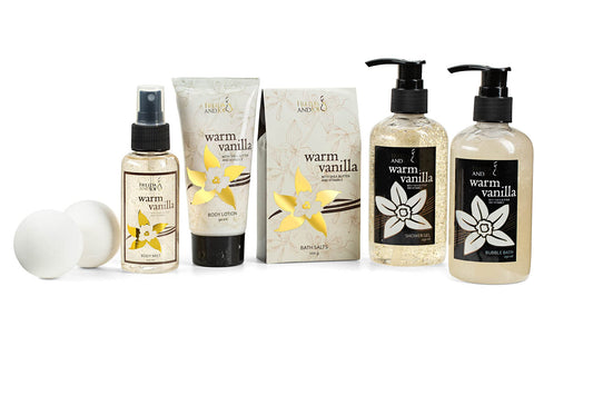 Freida and Joe Warm Vanilla Bubble Bath for relaxation and skin nurture.