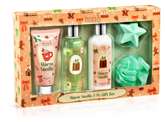 Freida and Joe warm vanilla gift box packaging for a inviting spa ready presentation