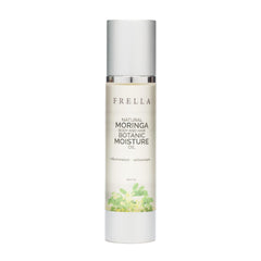 Frella Natural Moringa Oil bottle showing travel-friendly packaging for skin and hair hydration.