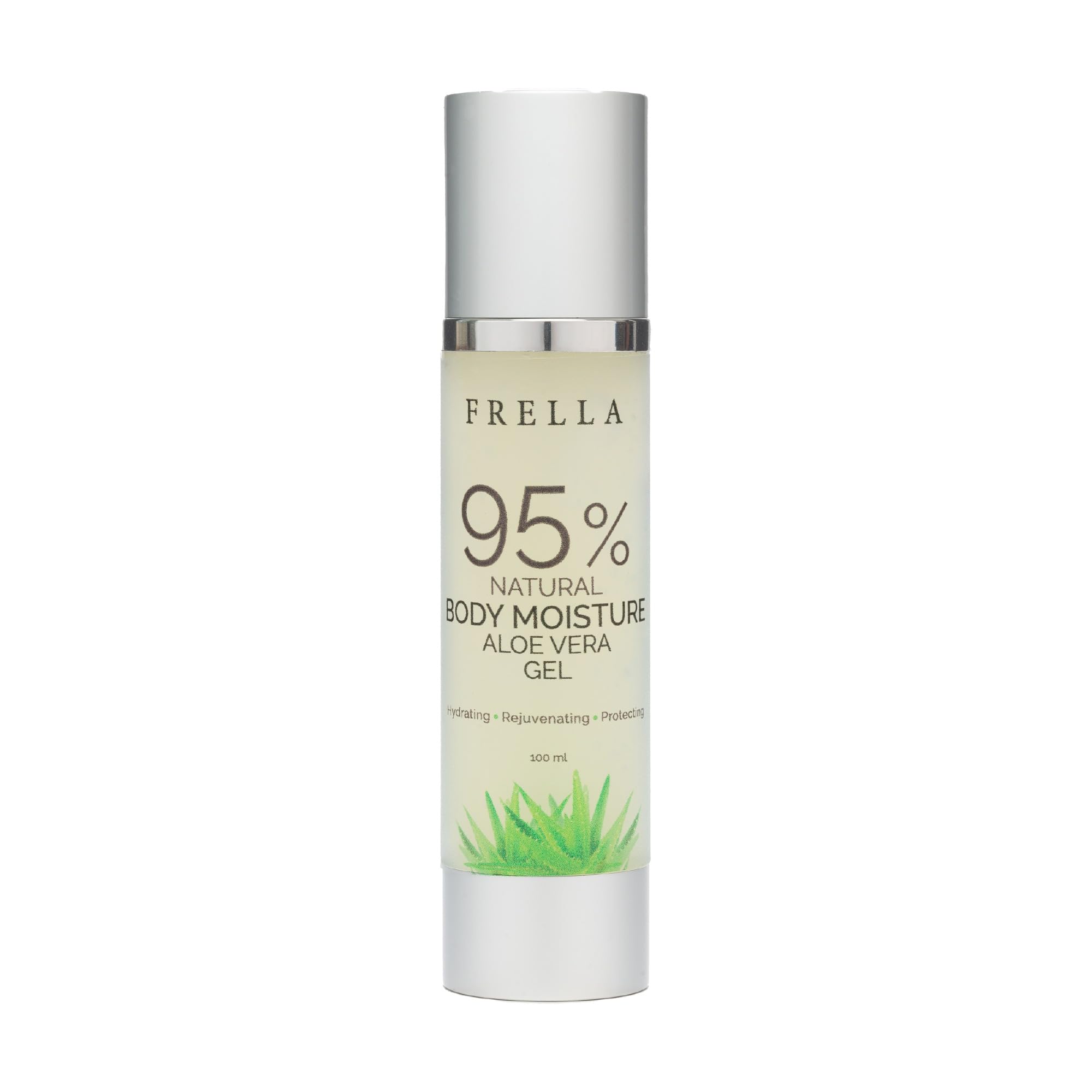 Frella Pure Aloe Vera Bottle Pour showing lightweight hydration for face and body