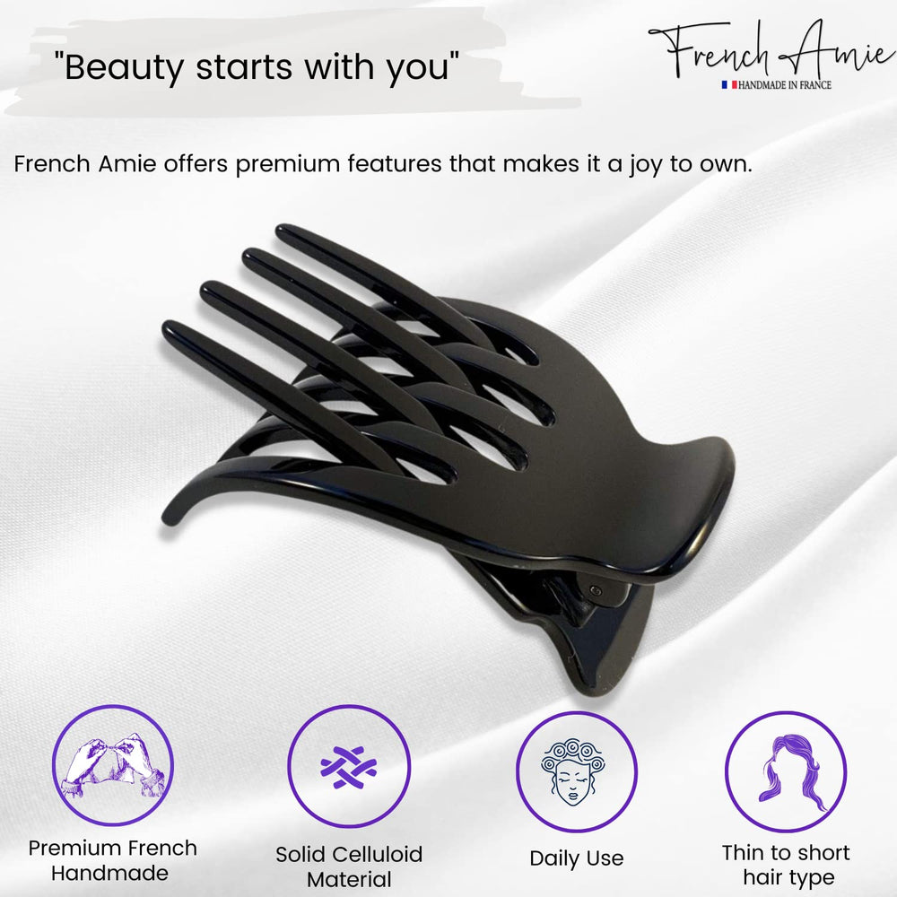 French Amie Bear Paw Black Small clip worn on head for daily styling