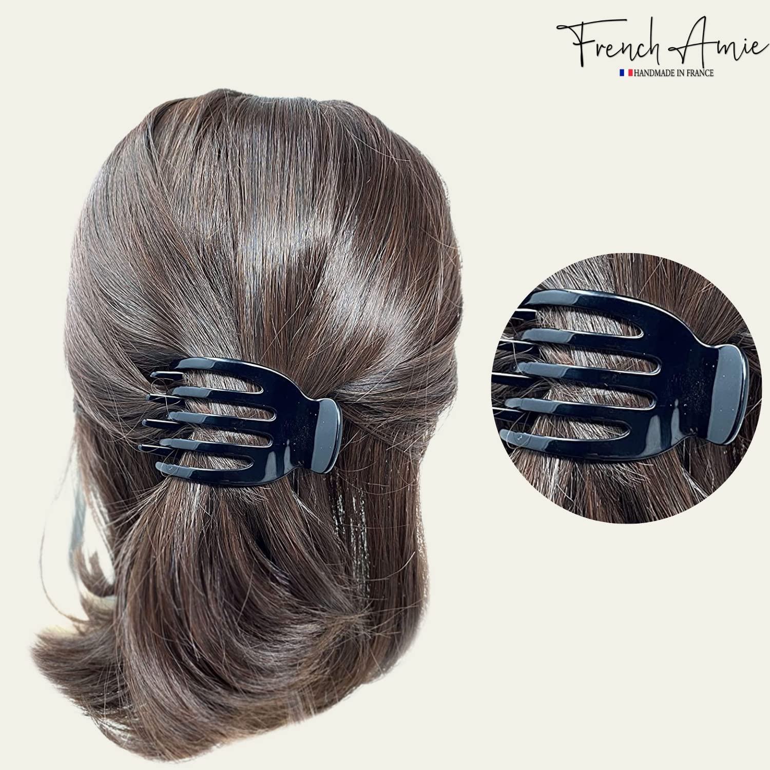 French Amie Bear Paw Black Small clip open claw enables easy hair grip