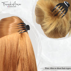 French Amie Bear Paw Black Small clip side view highlights curved ergonomic design