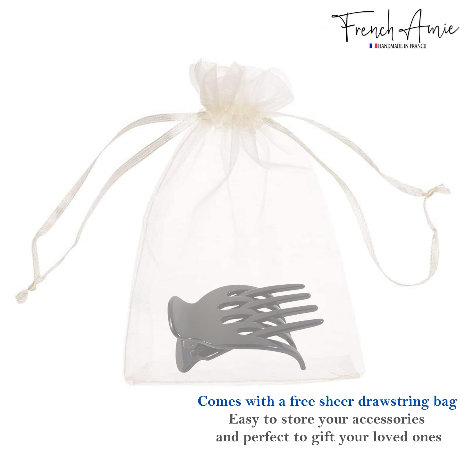 French Amie Bear Paw Black Small clip used during yoga for secure style