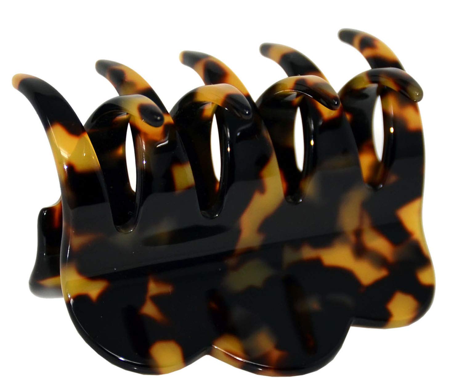 French Amie Crown Wave Yellow Tokyo small clip, compact size for secure styling.