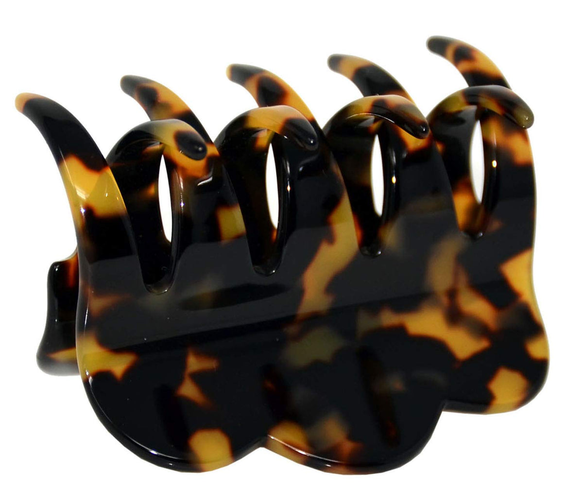 French Amie Crown Wave Yellow Tokyo small clip, compact size for secure styling.