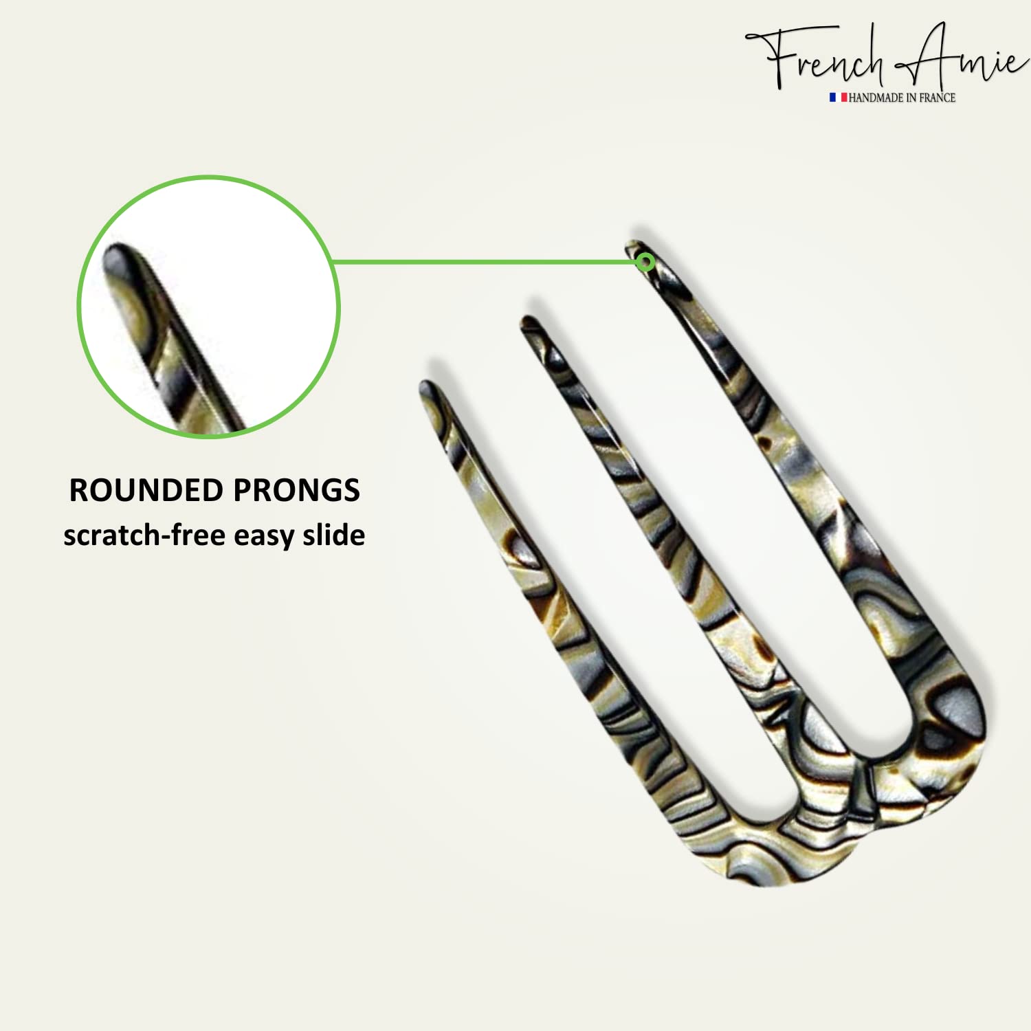 Elegant onyx grey hair pin mid-styling for long, fine hair.