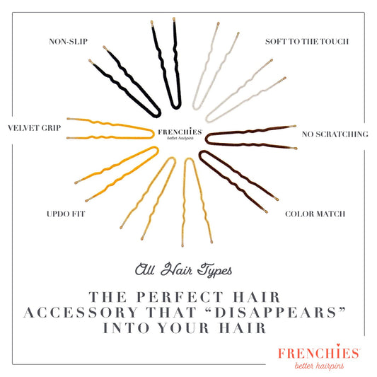 Frenchies French Twist Hair Pin 2in in-use updo demonstrates secure grip