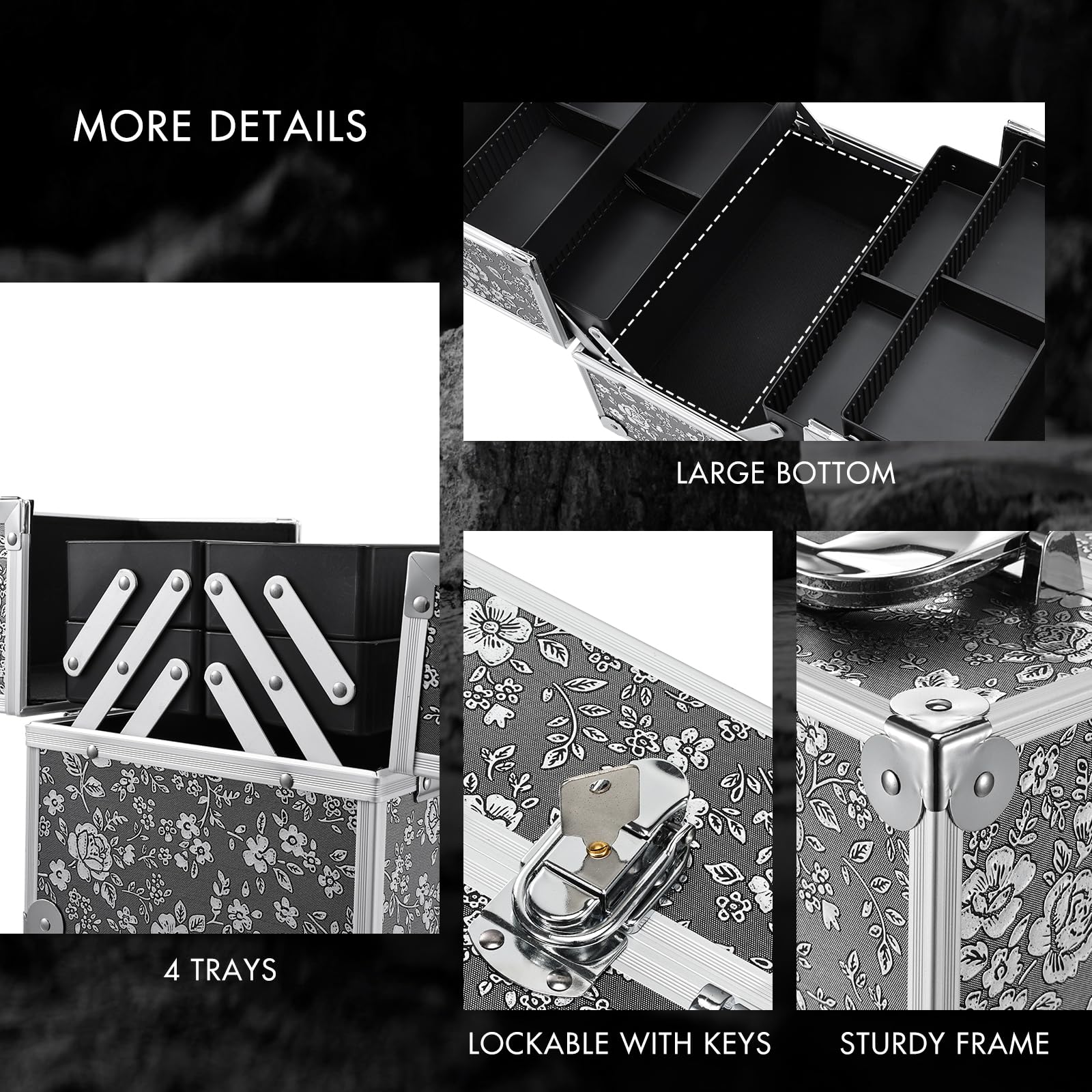 FRENESSA easy-clean trays wipe clean to keep the case pristine