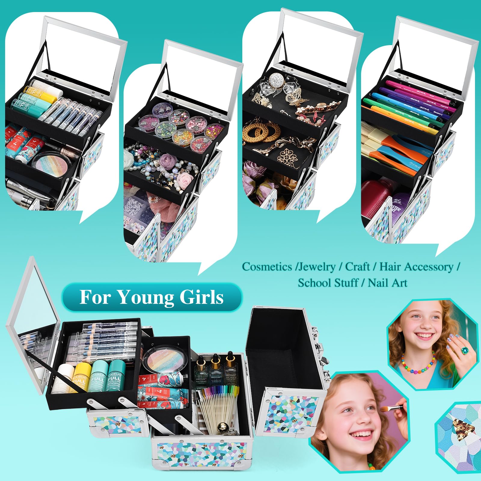 FRENESSA extendable tray with top mirror for quick outfit checks
