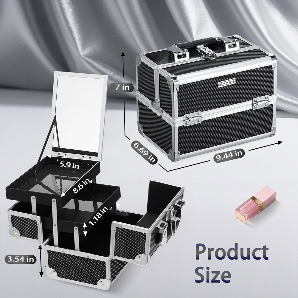 FRENESSA makeup case organizer compact size with non-slip handle