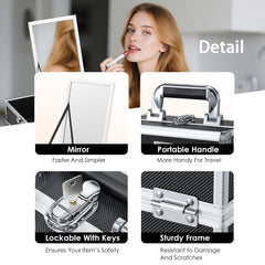 FRENESSA makeup case organizer lockable clasp with key for security