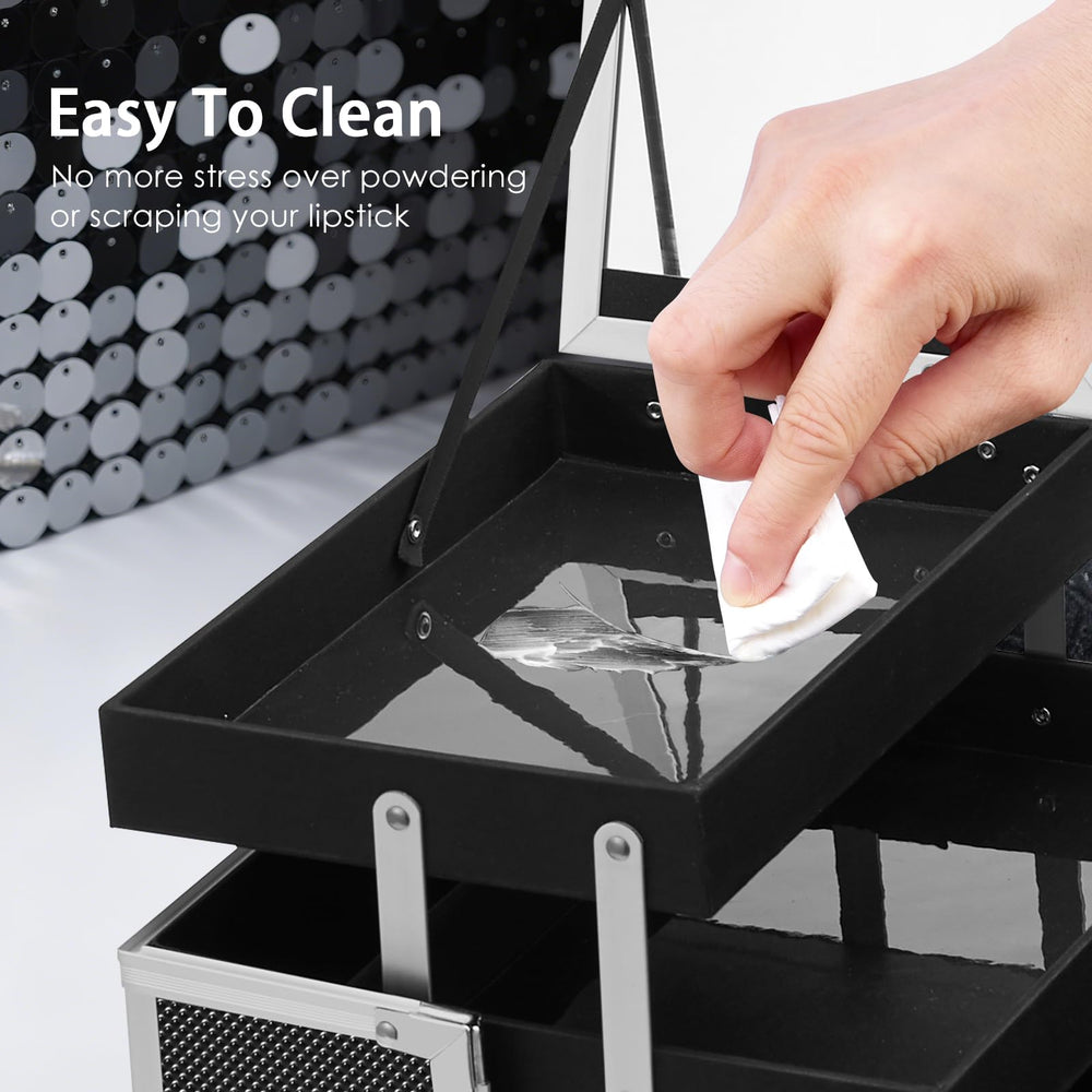 FRENESSA makeup case organizer stain-resistant lining protects contents